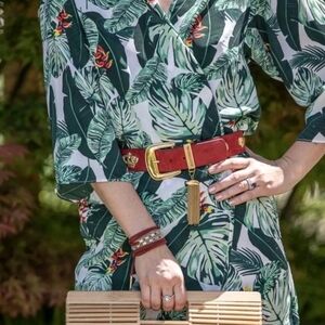 Rachel Zoe Tropical Palm Leaf Print Kimono Duster Coverup OS Boho Coastal